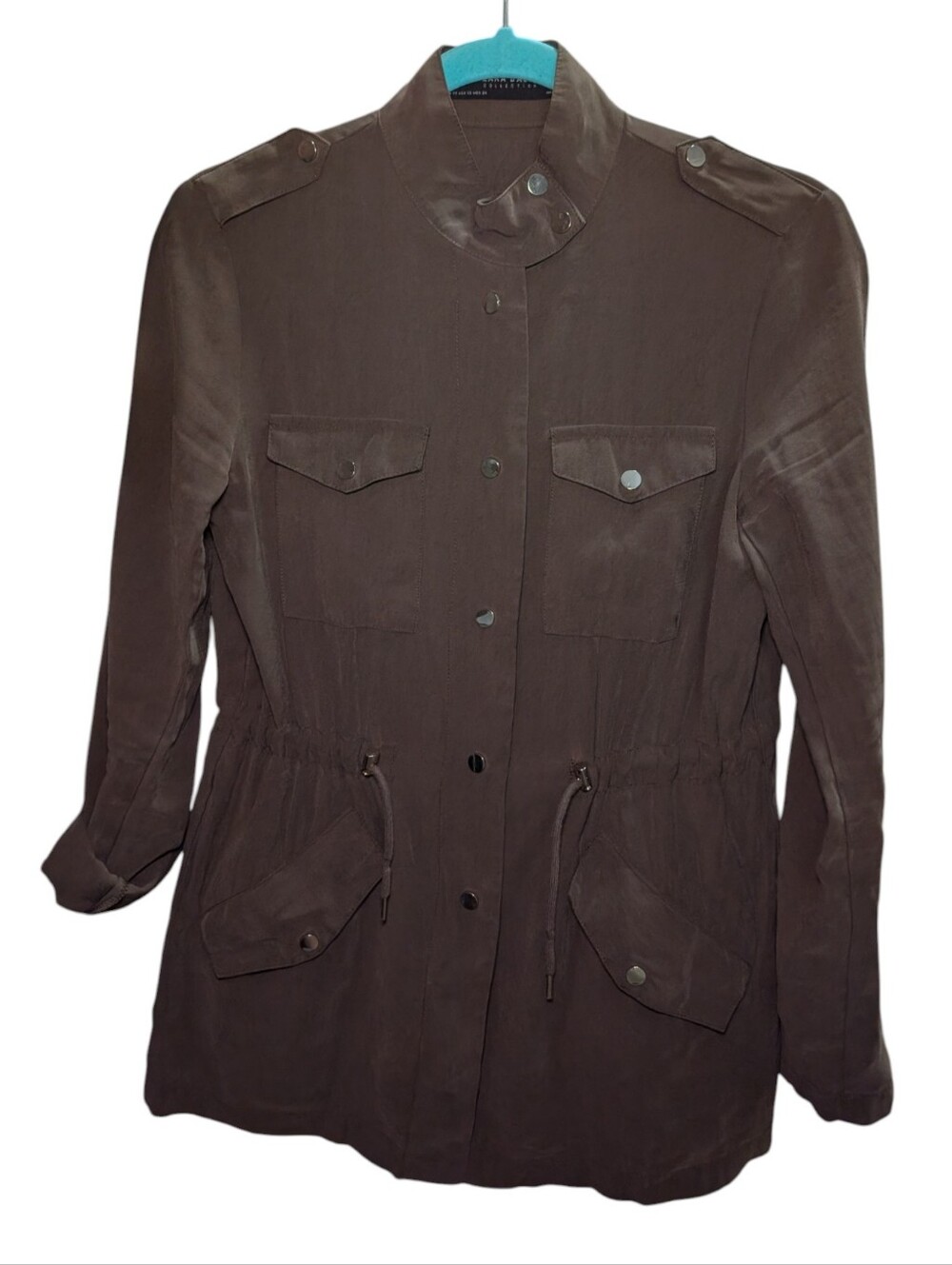 Women's Brown Utility Jacket - Casual Anorak Coat - Picture 3 of 6